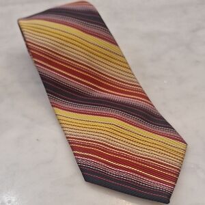 Vintage 70s Striped Wide Multicolor Men's Tie Polyester Wine Navy Gold‎ RL Vibes